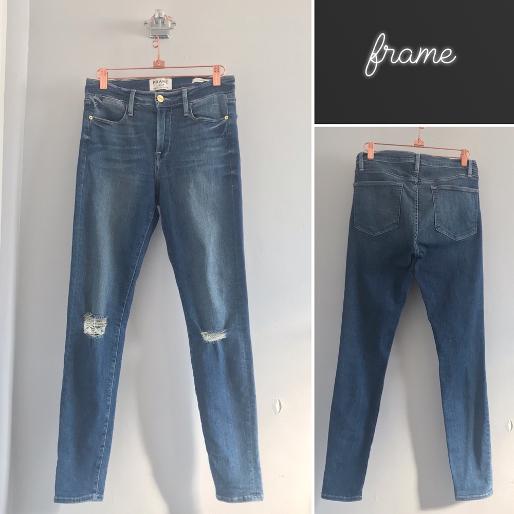 Frame Le High Skinny Distressed Jeans • 26